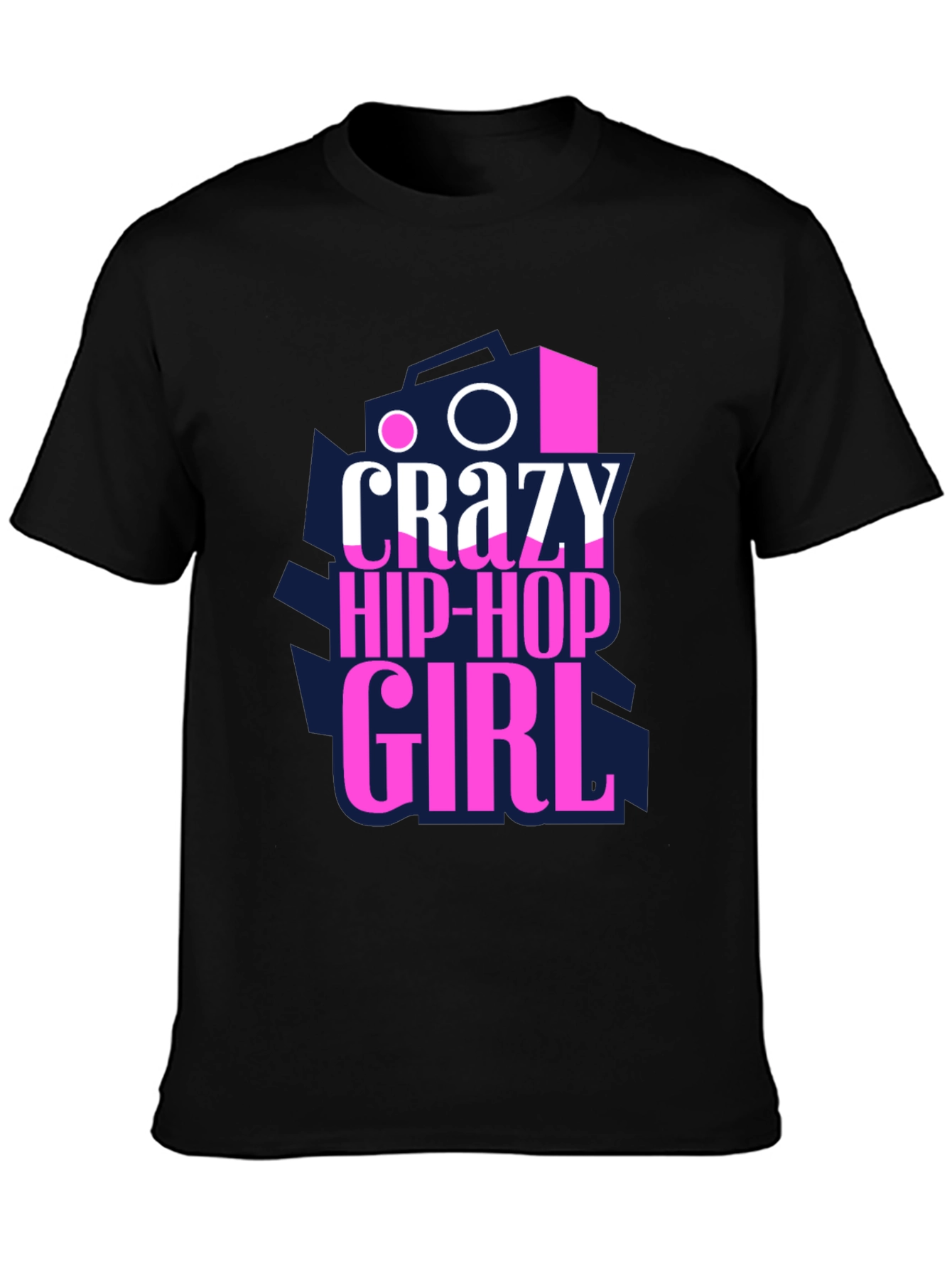 Crazy Hip-Hop Girl Graphic Tee - Black