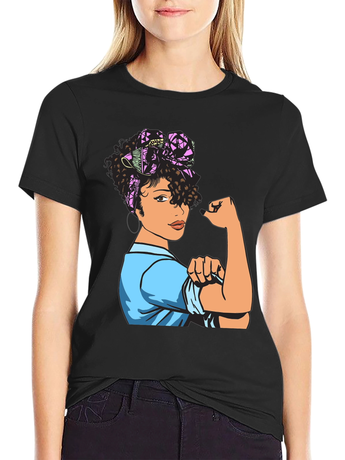 Black Rosie the Riveter Women Empowerment T-Shirt