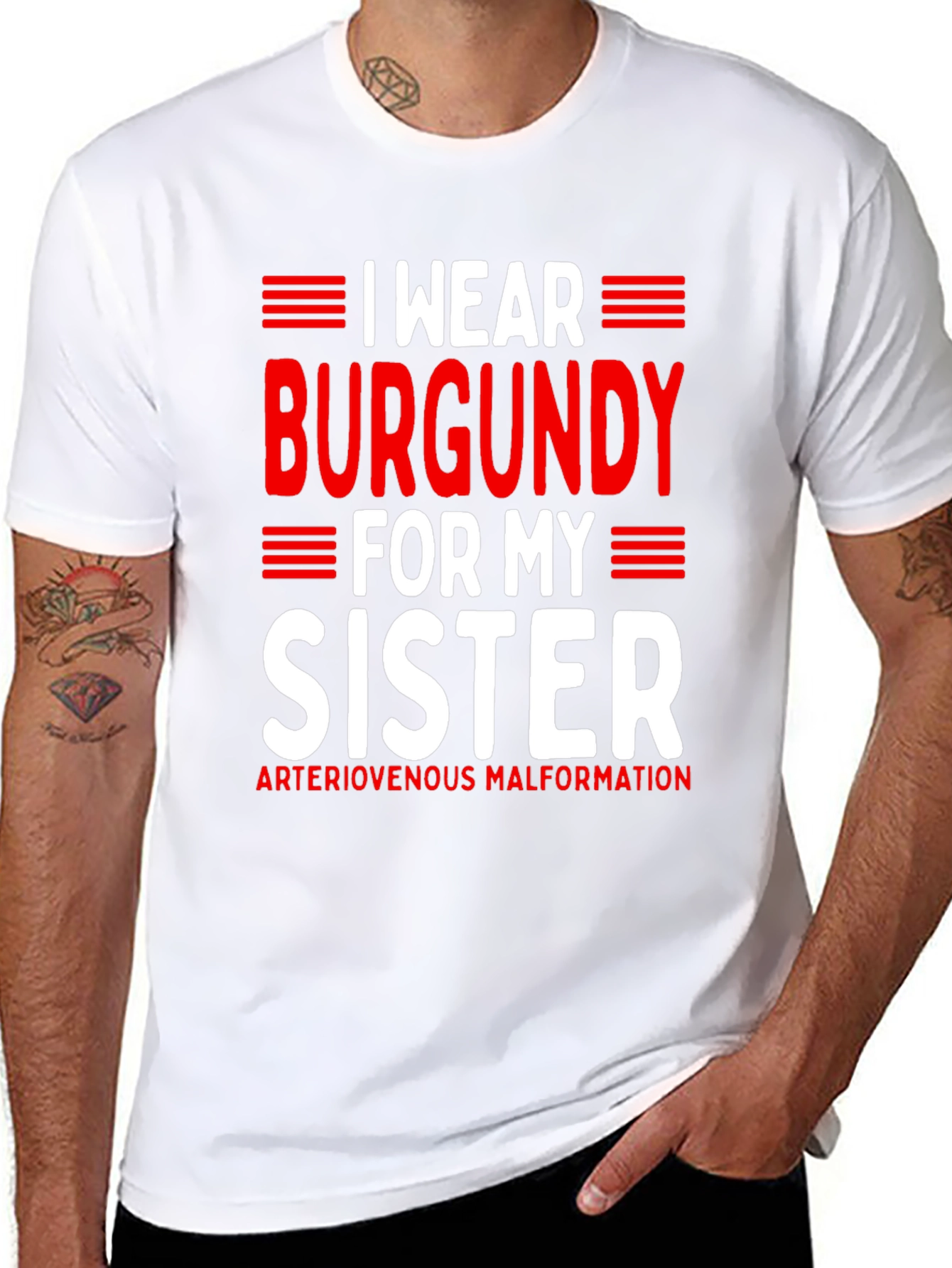 I Wear Burgundy for My Sister Awareness T-Shirt