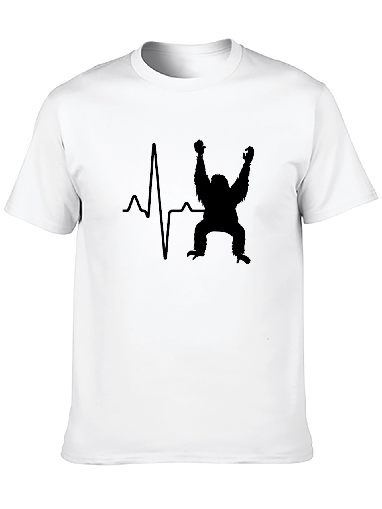 Heartbeat Gorilla T-Shirt - Black Crew Neck Tee