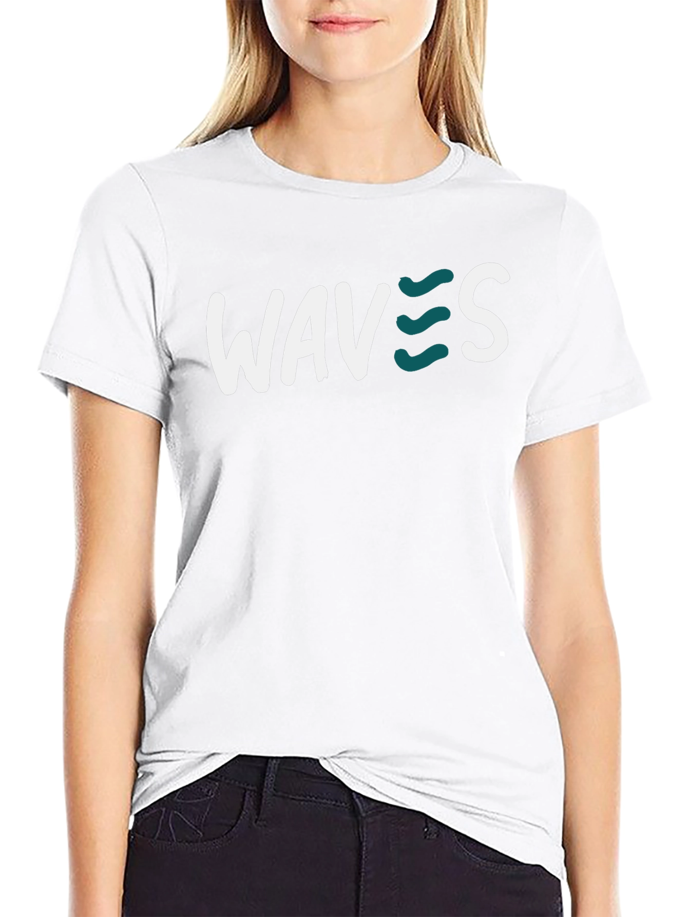 Waves Graphic Tee - Black Cotton T-Shirt