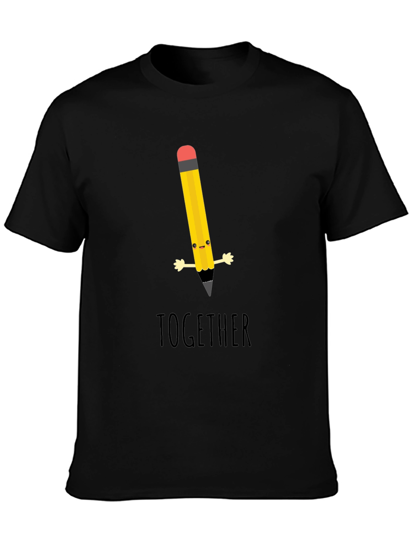 Cute Cartoon Pencil Together Graphic T-Shirt