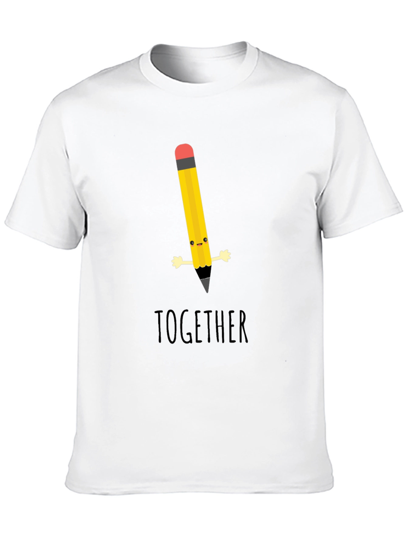 Cute Cartoon Pencil Together Graphic T-Shirt