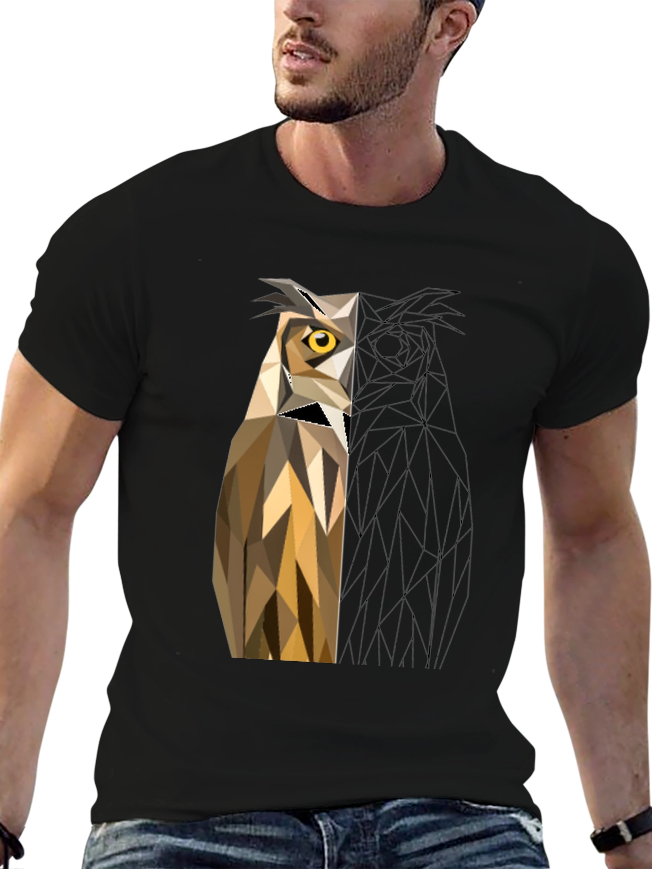 Geometric Owl T-Shirt - Modern Art Tee
