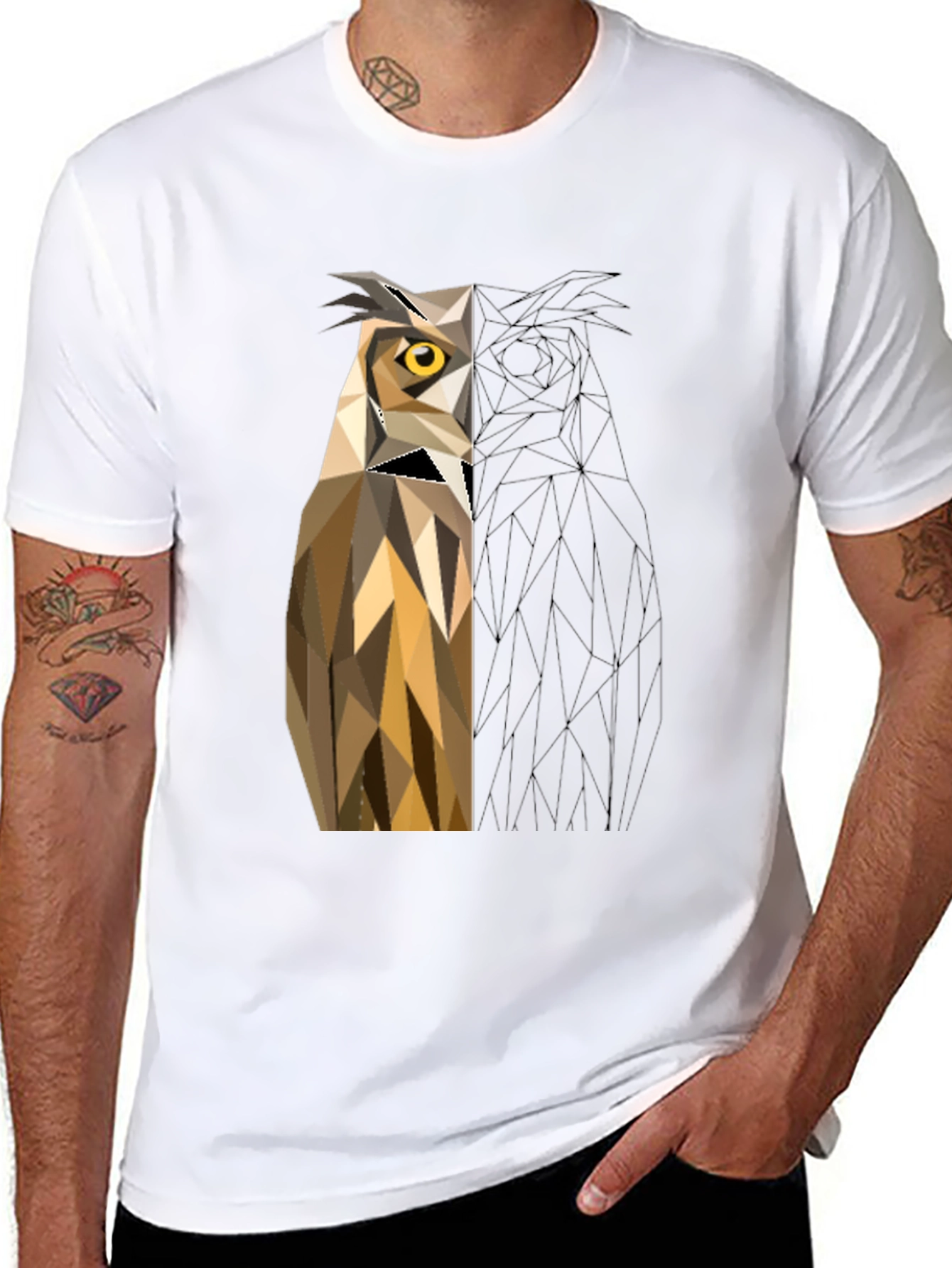 Geometric Owl T-Shirt - Modern Art Tee