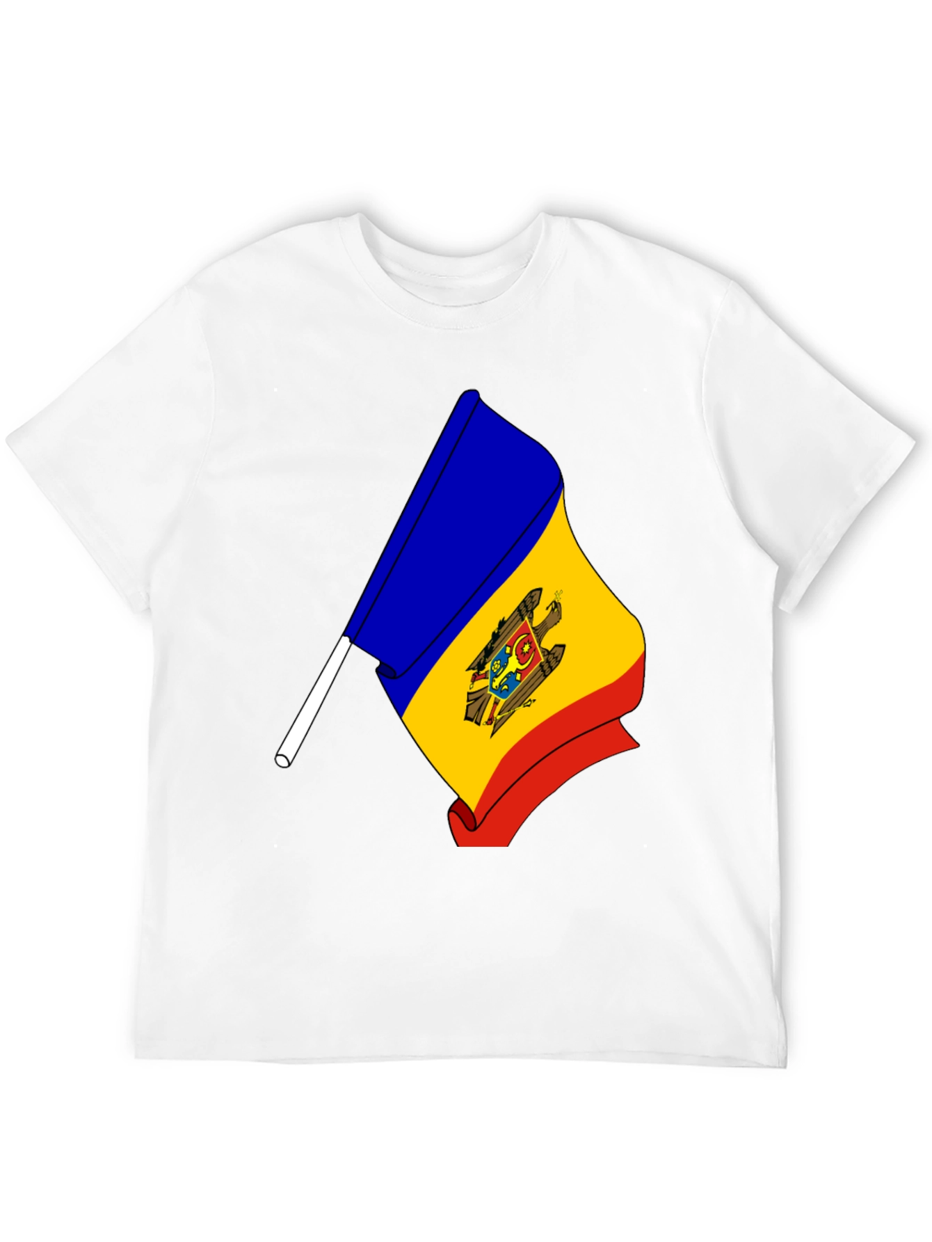 Moldova Flag Graphic Print Black T-Shirt