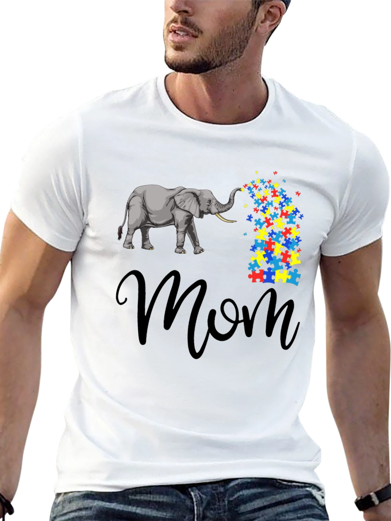 Autism Awareness Elephant Mom T-Shirt