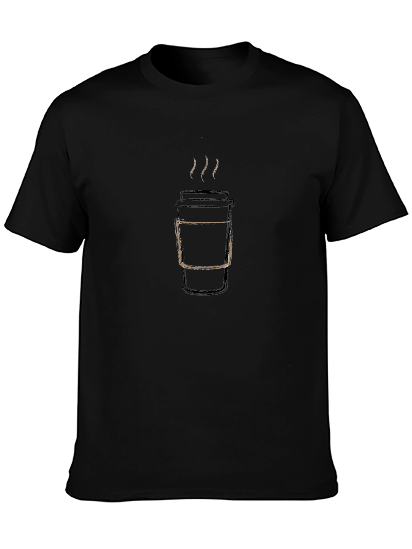 Coffee Cup Graphic Tee - Casual Black T-Shirt