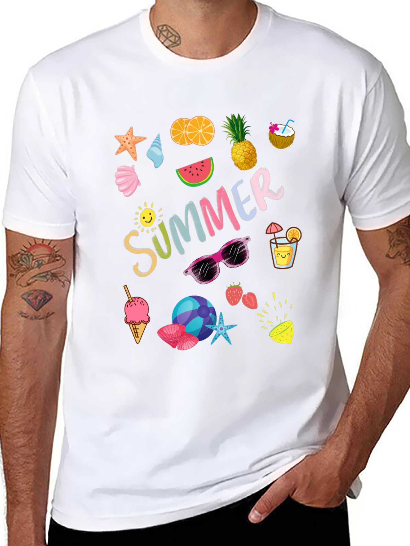 Summer Themed Graphic Print T-Shirt