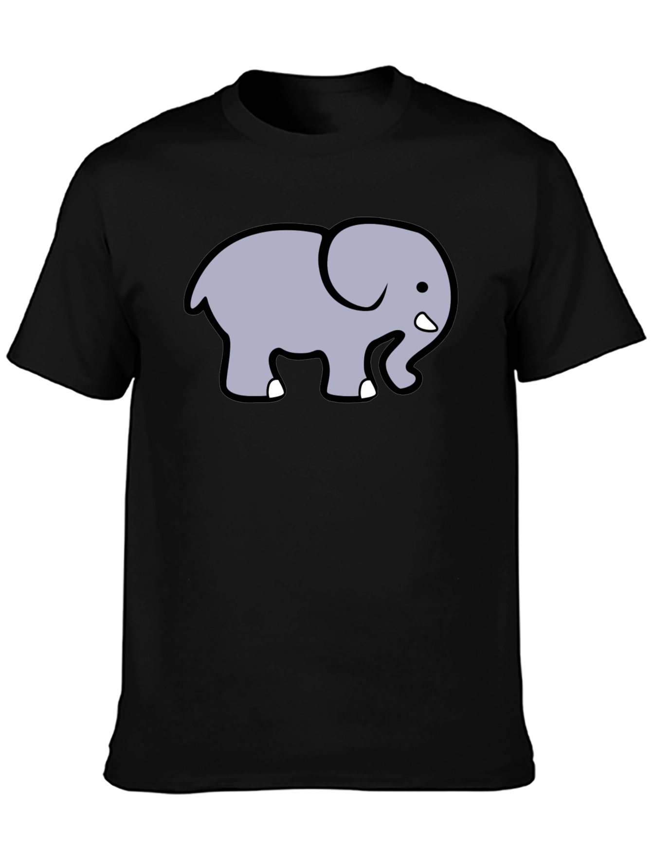Cute Elephant Graphic T-Shirt - Black Cotton Tee