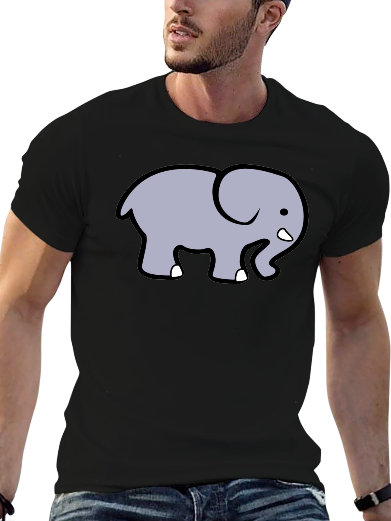 Cute Elephant Graphic T-Shirt - Black Cotton Tee