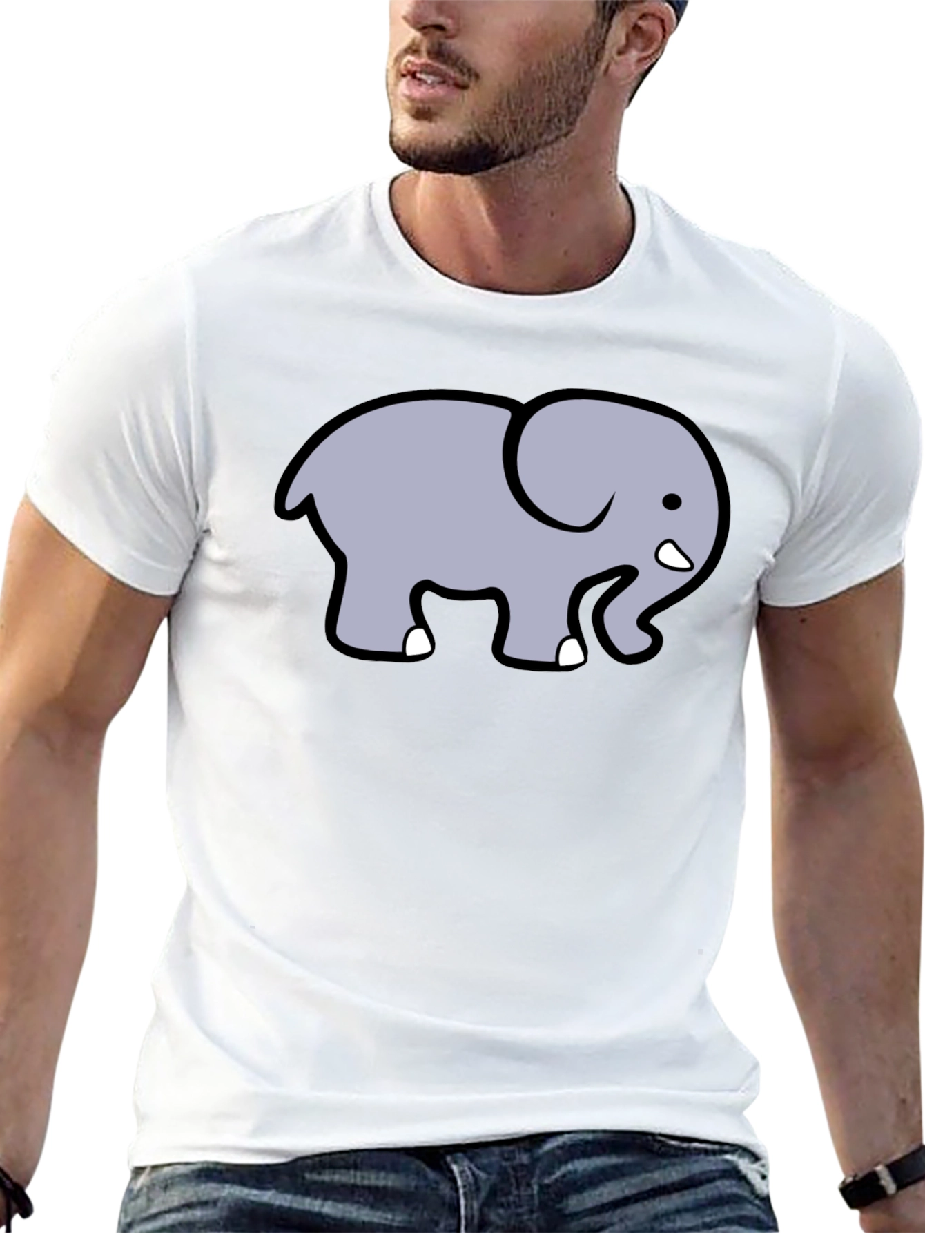 Cute Elephant Graphic T-Shirt - Black Cotton Tee