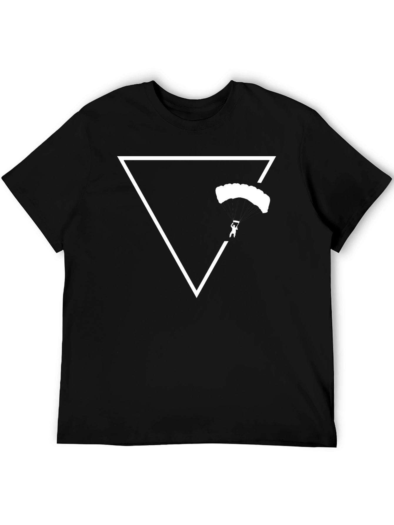 Parachute Triangle Graphic Tee - Black Cotton Casual Shirt