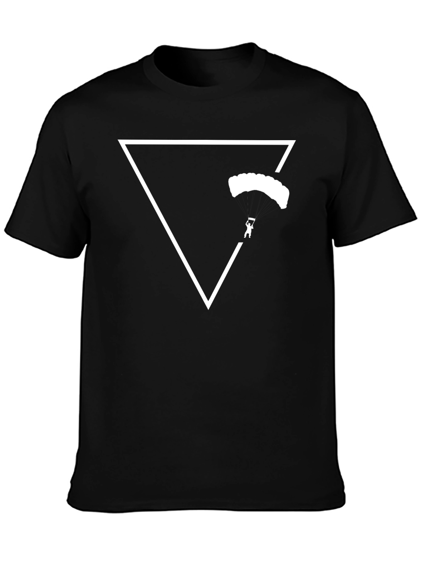 Parachute Triangle Graphic Tee - Black Cotton Casual Shirt