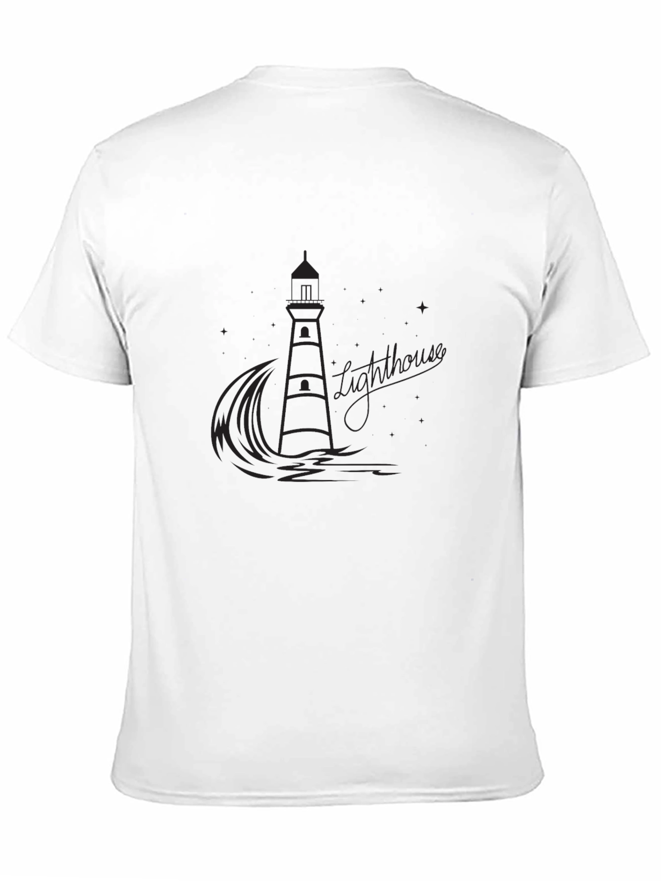 Mens Black Lighthouse Graphic Tee