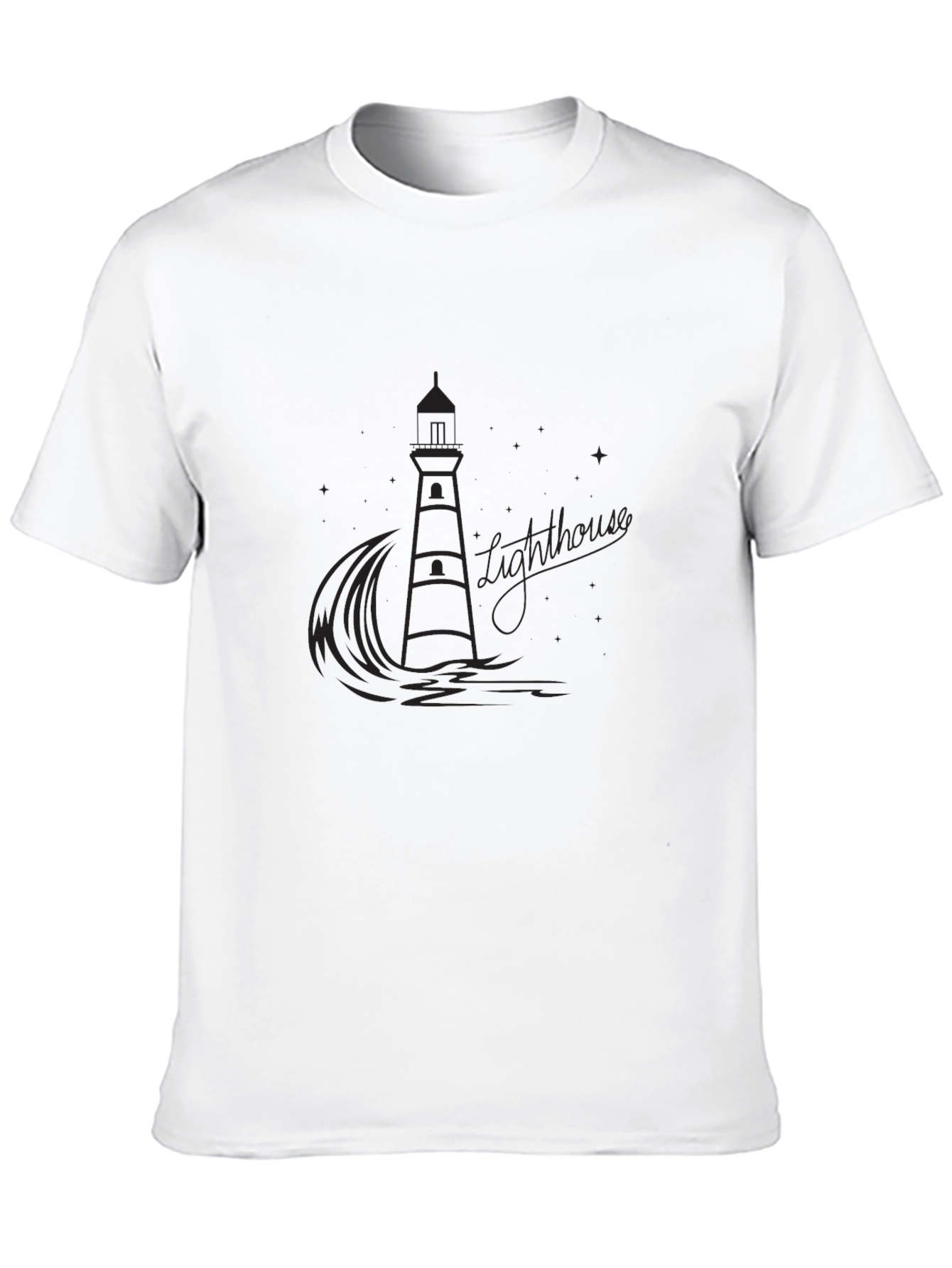 Mens Black Lighthouse Graphic Tee