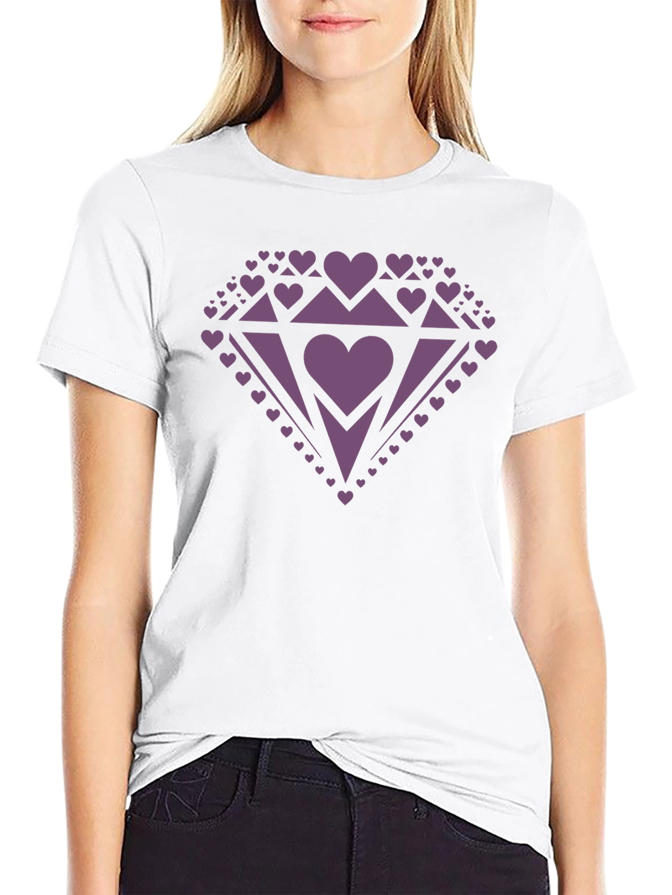 Heart Diamond Graphic Tee - Mens Black Casual Shirt