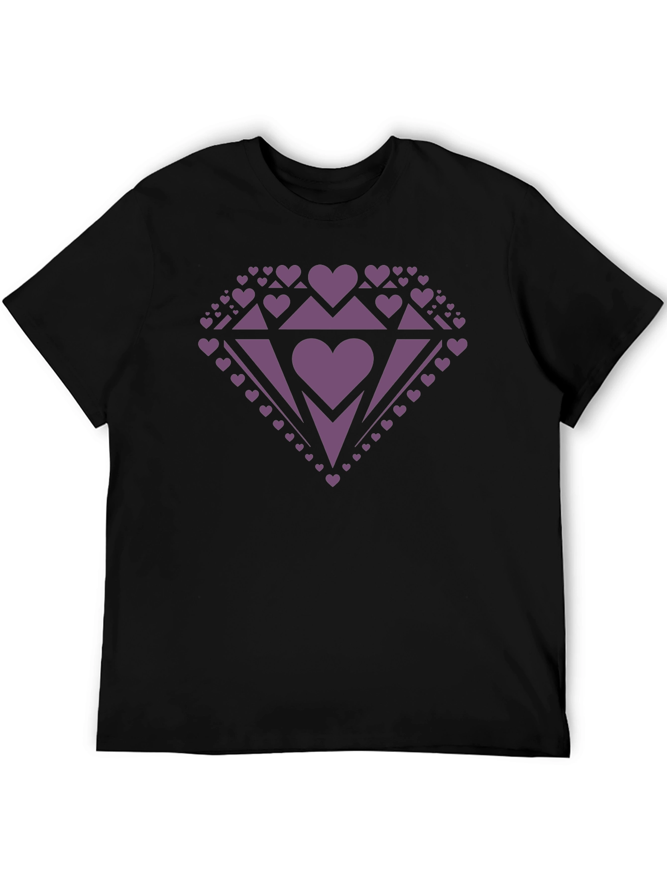 Heart Diamond Graphic Tee - Mens Black Casual Shirt