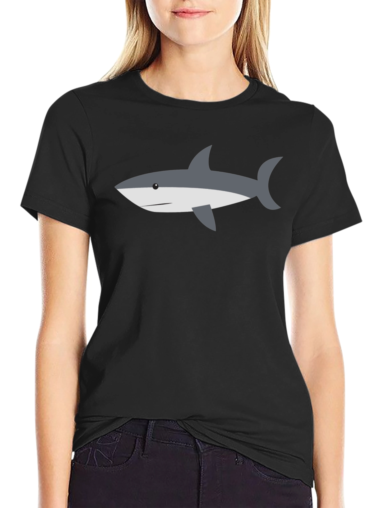Shark Graphic Tee - Casual Black T-Shirt