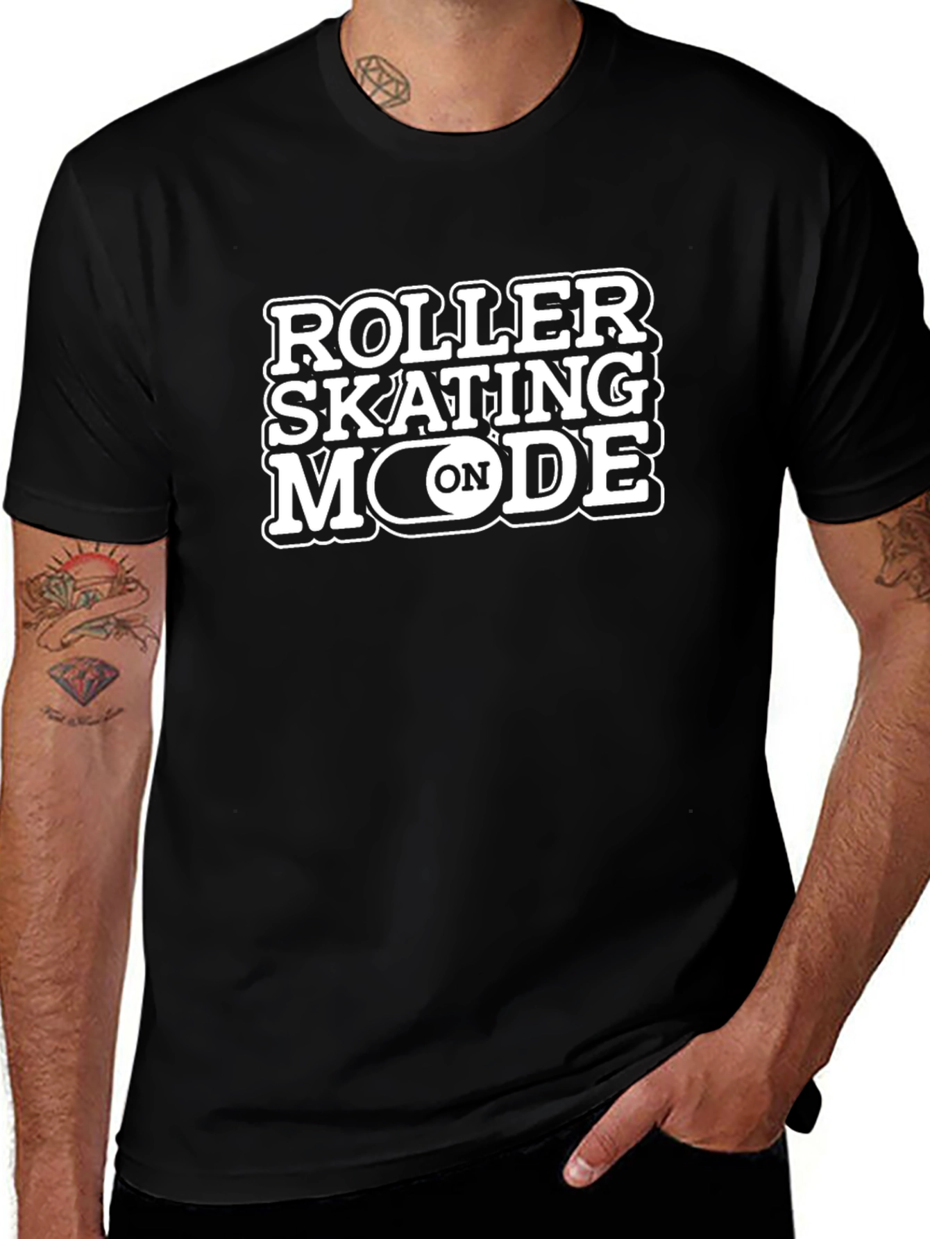 Roller Skating Mode On Black T-Shirt