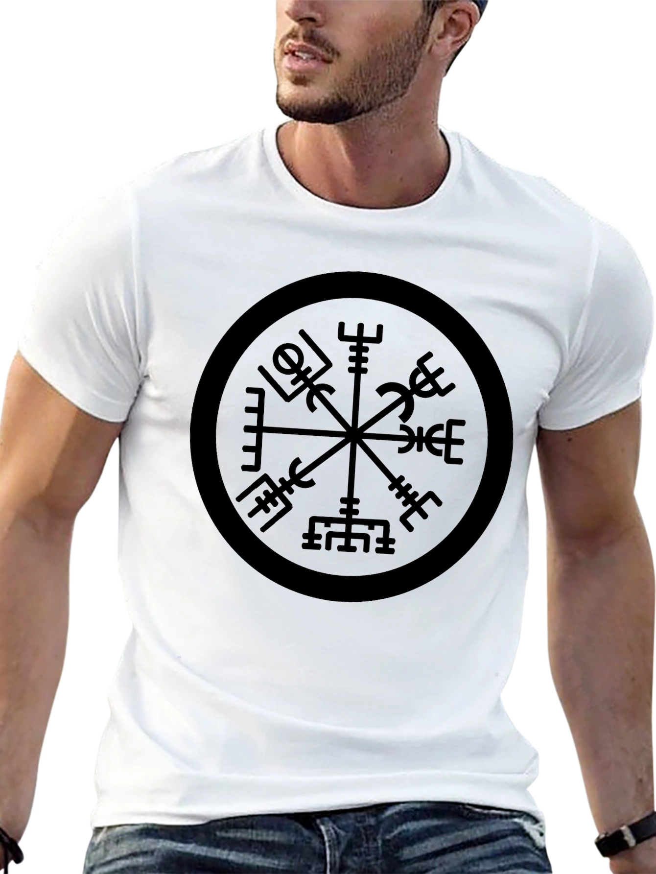 Vegvisir Compass Black T-Shirt - Viking Runes