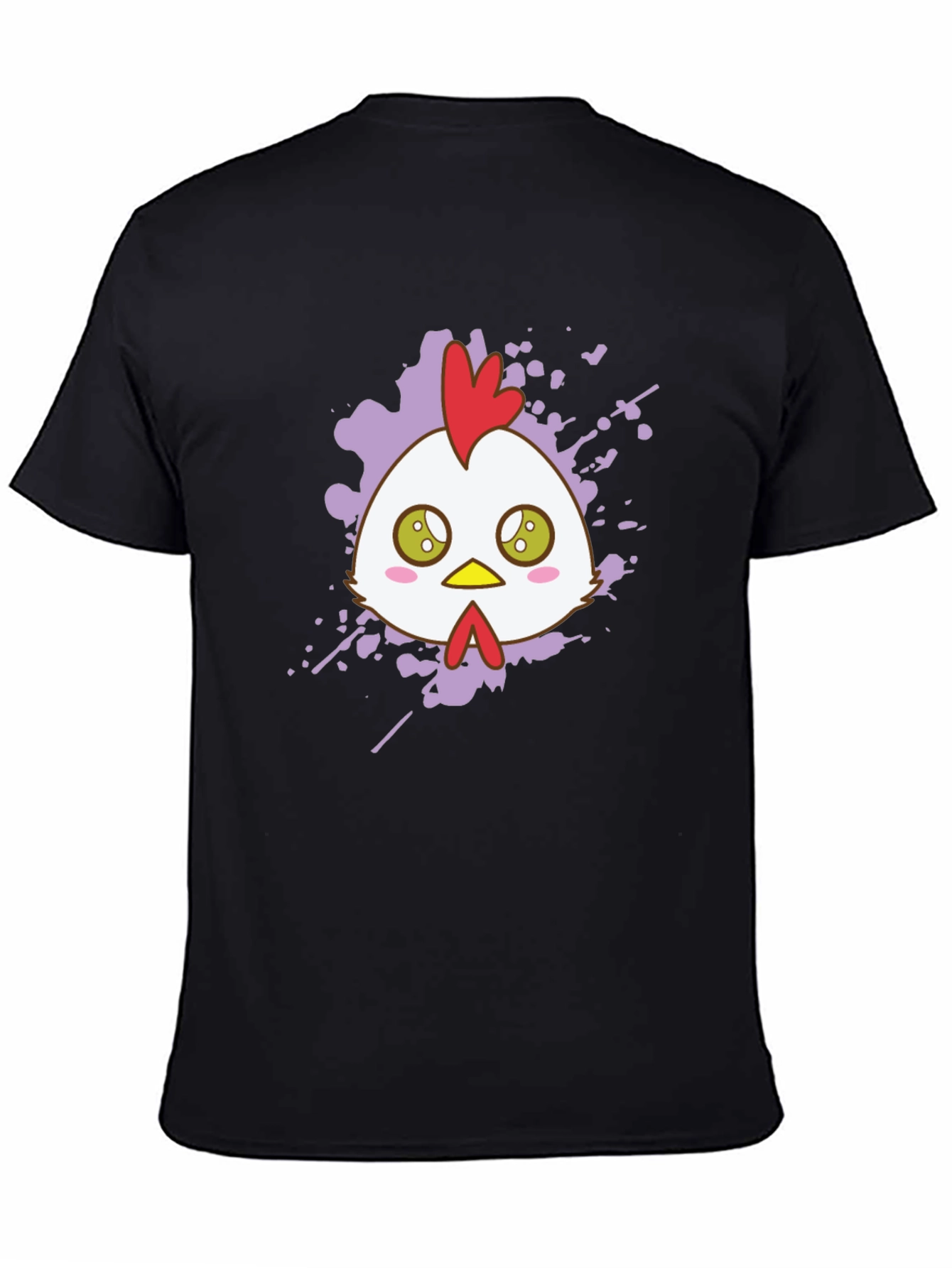 Cute Chicken Graphic Tee - Black Cotton T-Shirt