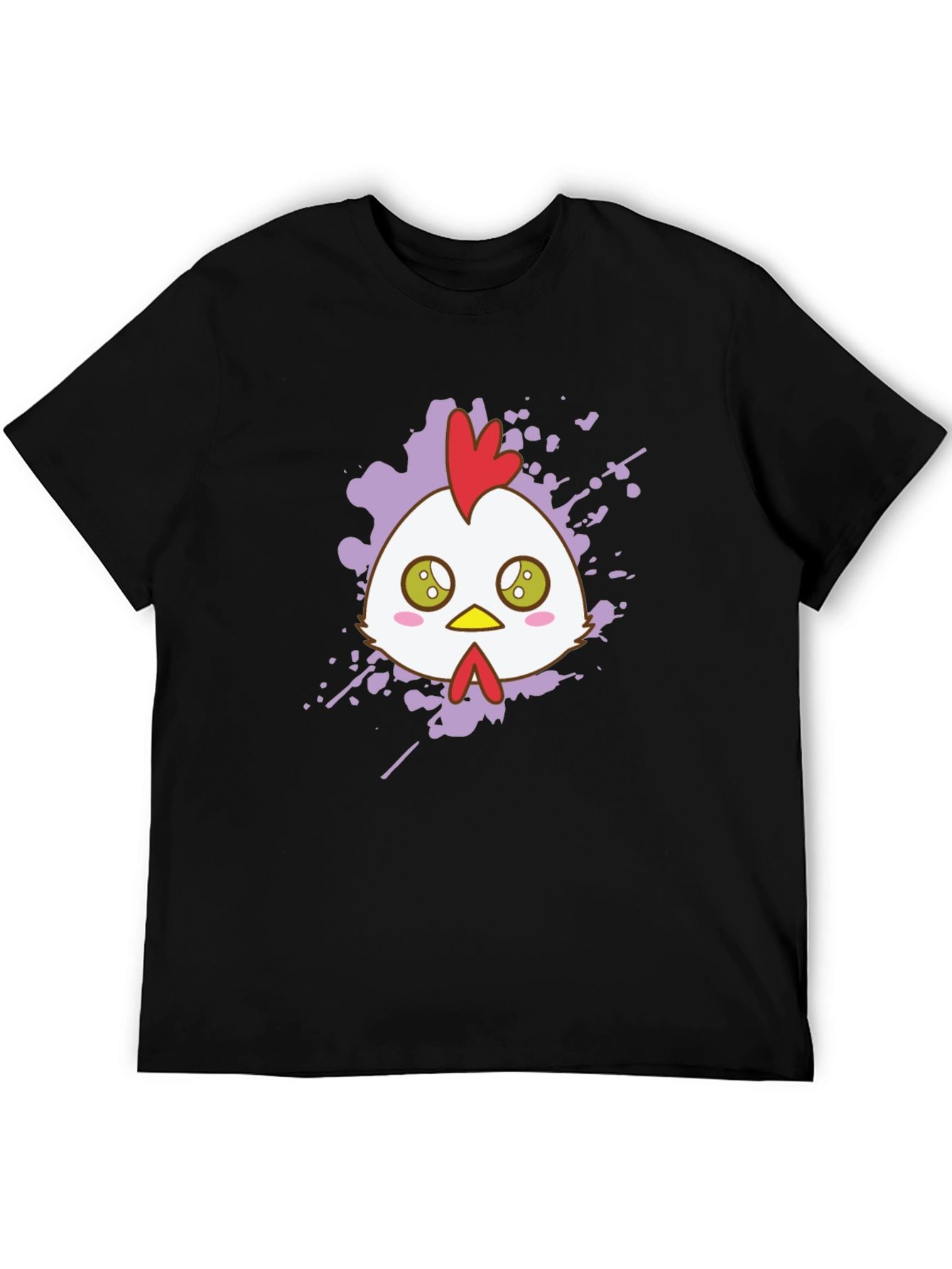 Cute Chicken Graphic Tee - Black Cotton T-Shirt