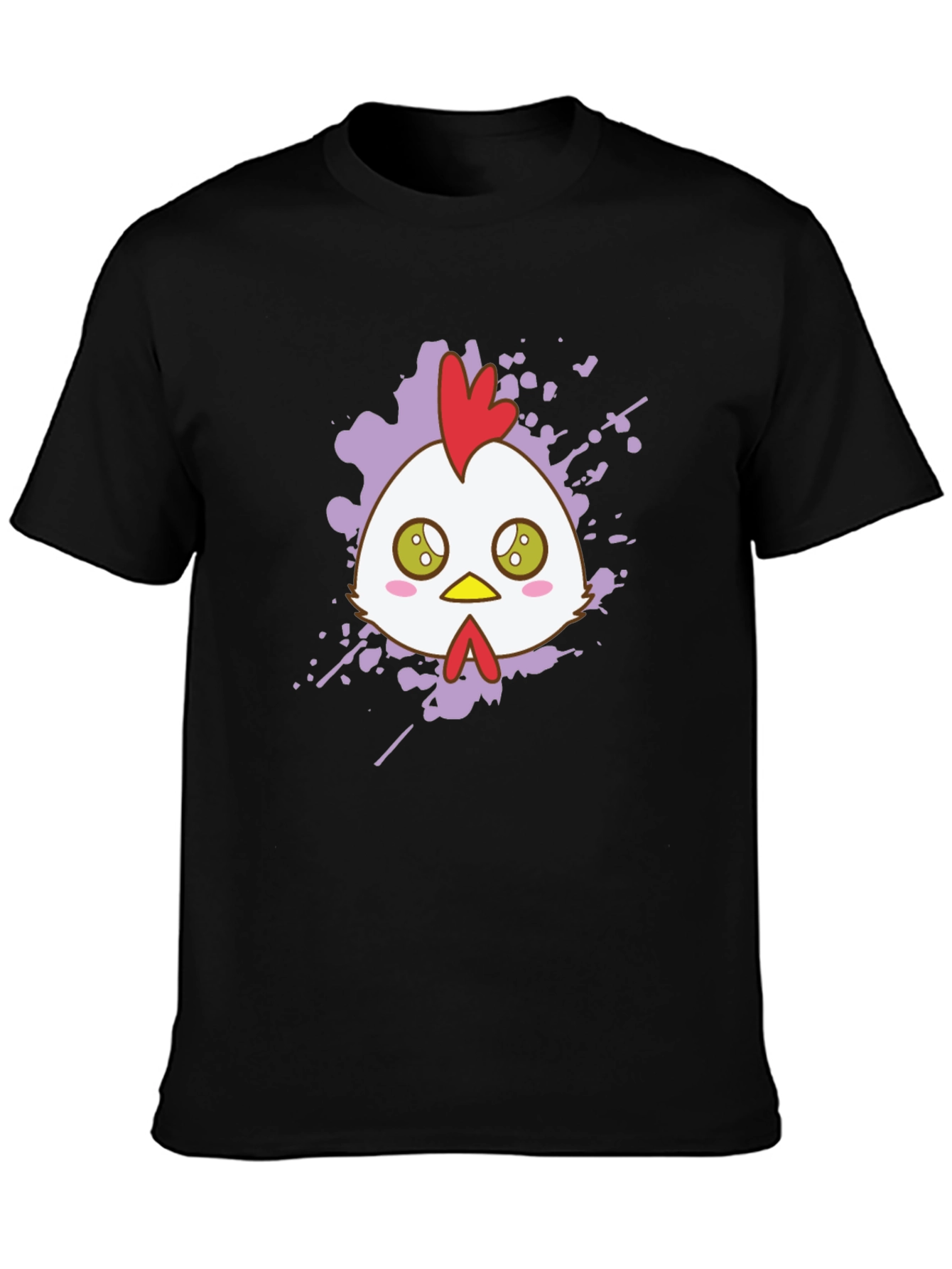 Cute Chicken Graphic Tee - Black Cotton T-Shirt