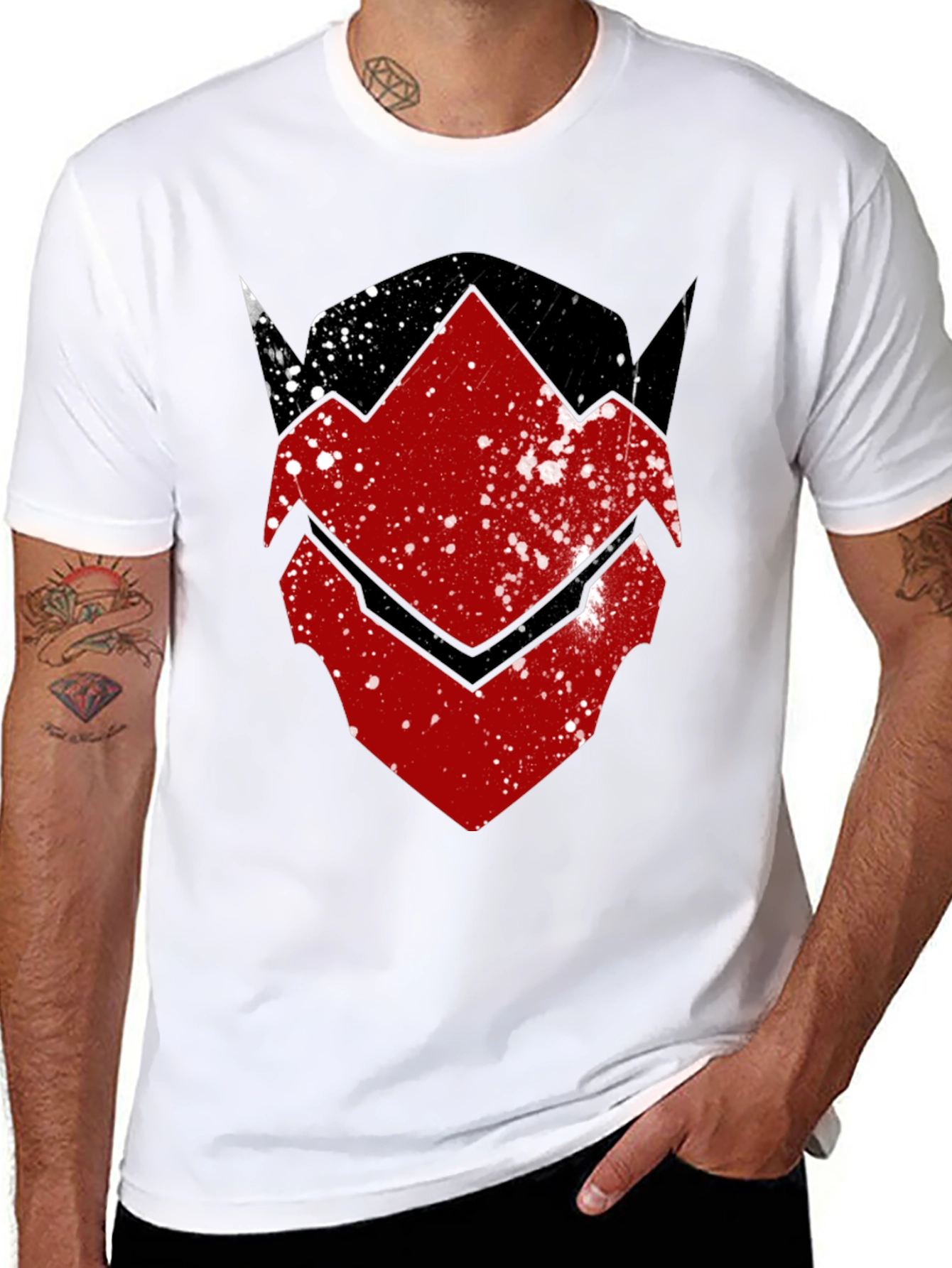Red Hood Inspired Distressed Graphic Tee - Black