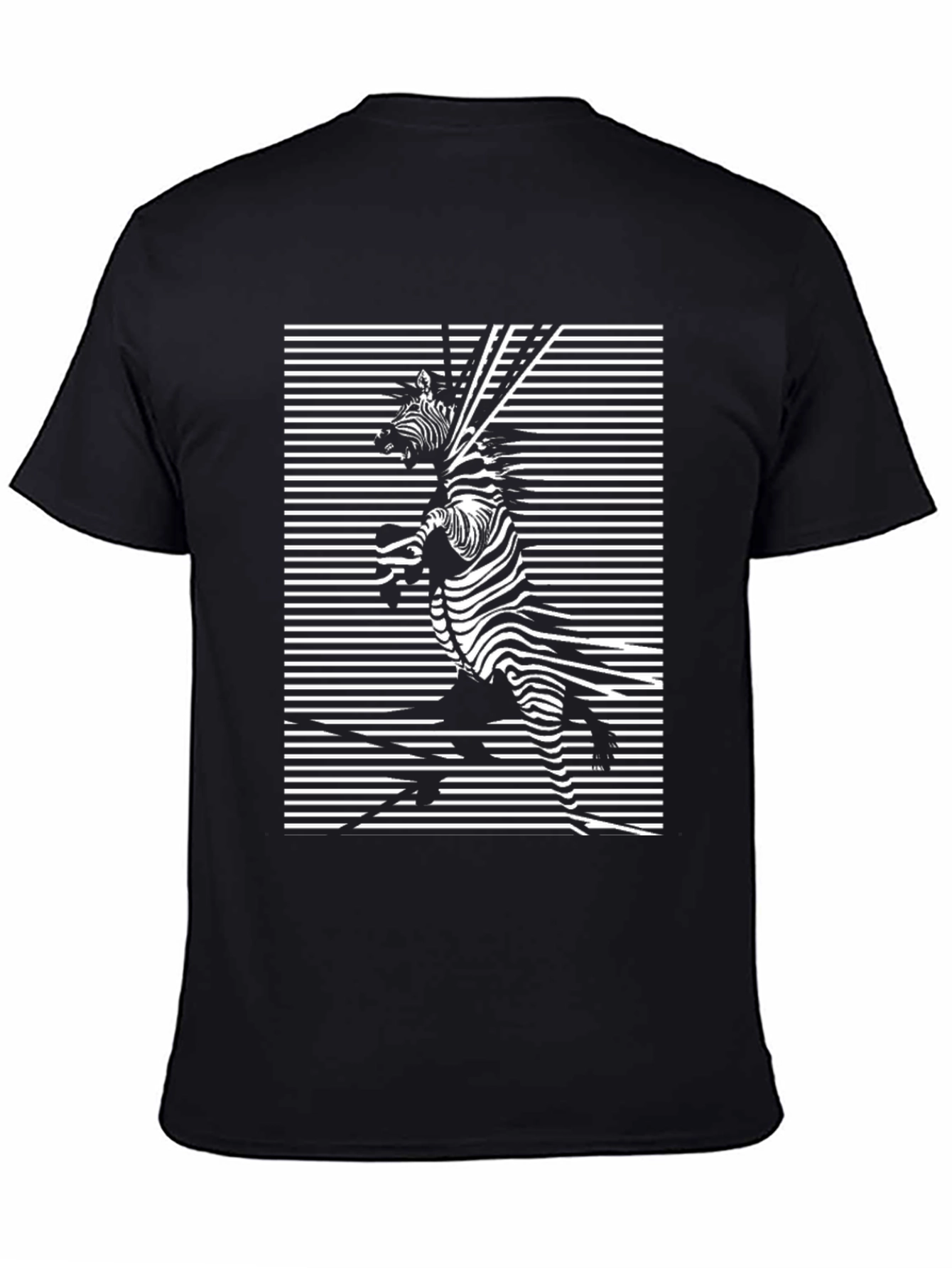 Zebra Optical Illusion Black T-Shirt