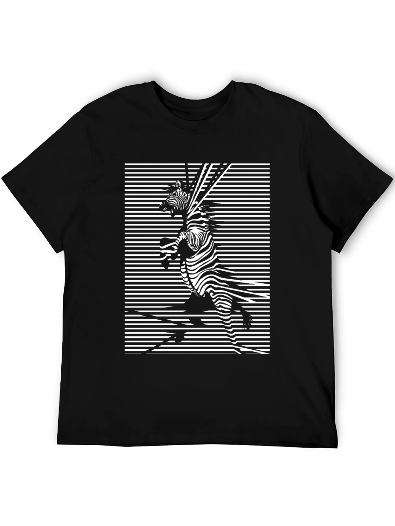 Zebra Optical Illusion Black T-Shirt