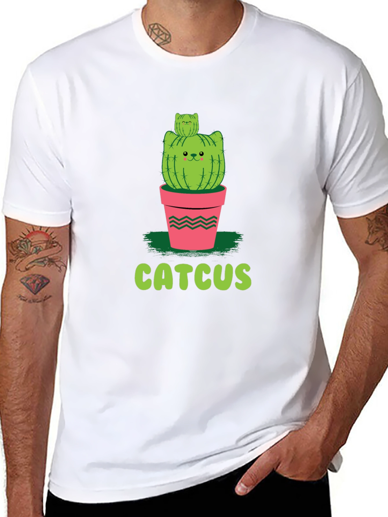 Funny Catcus T-Shirt - Unique Cat Cactus Graphic Tee