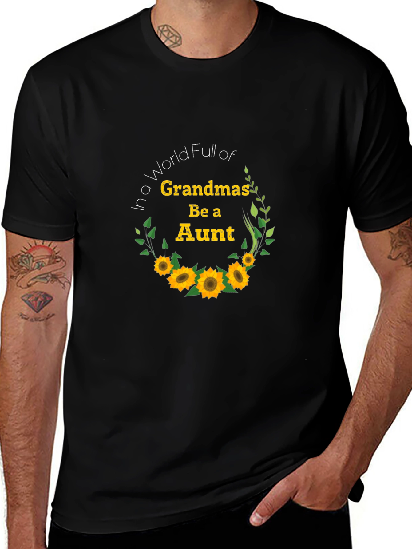Aunt Sunflower Graphic Tee - Black