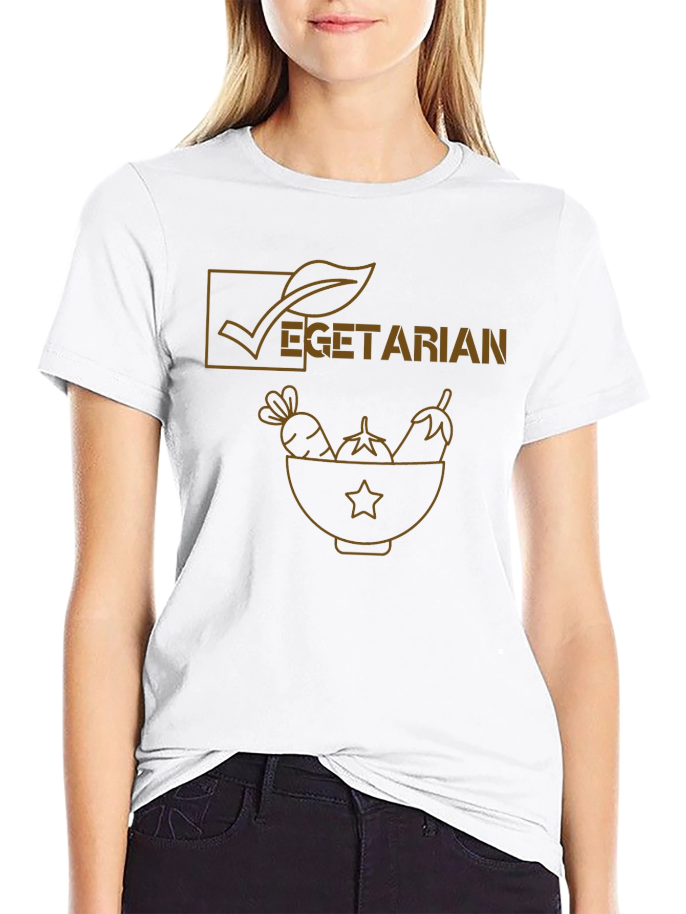 Vegetarian Graphic Tee - Black Cotton Casual Shirt