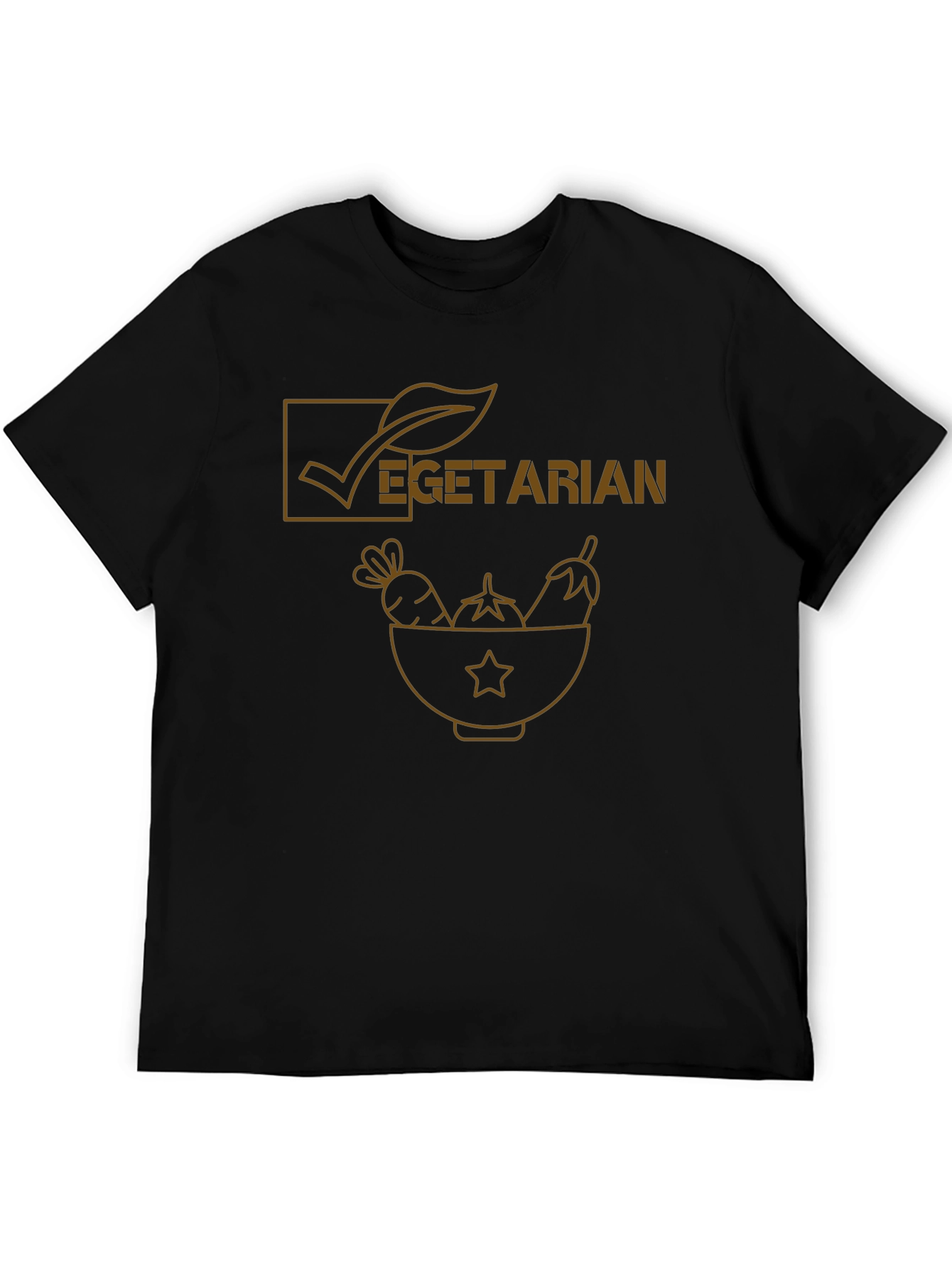 Vegetarian Graphic Tee - Black Cotton Casual Shirt