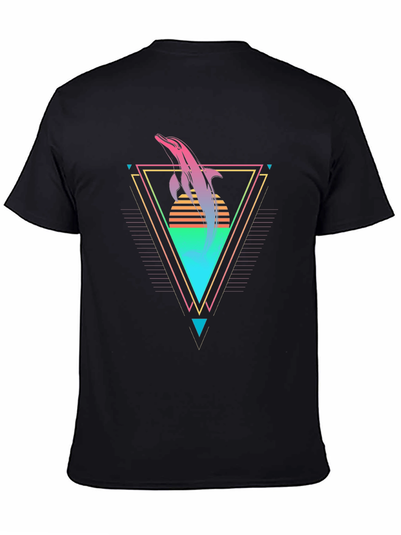 Retro Dolphin Graphic Tee - Black T-Shirt