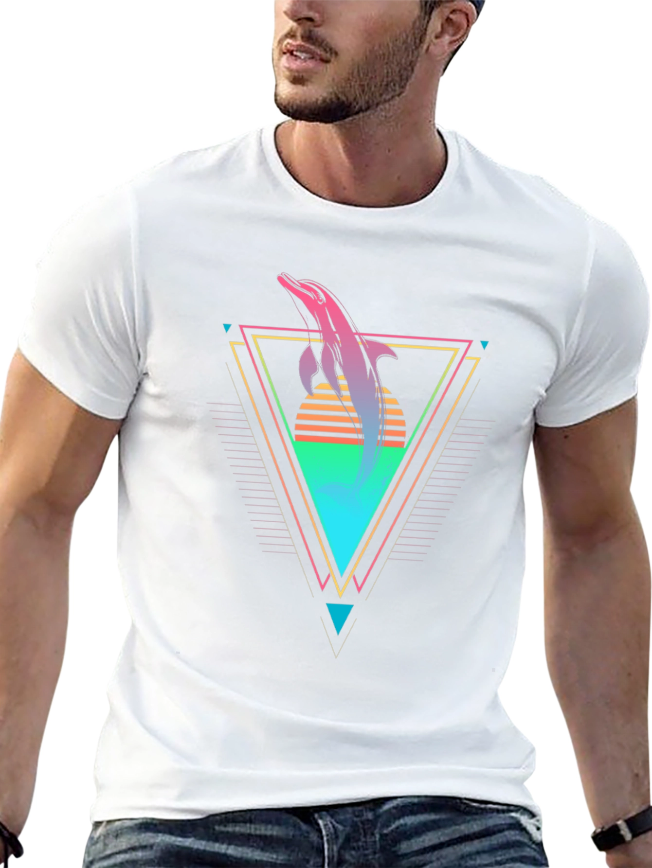 Retro Dolphin Graphic Tee - Black T-Shirt