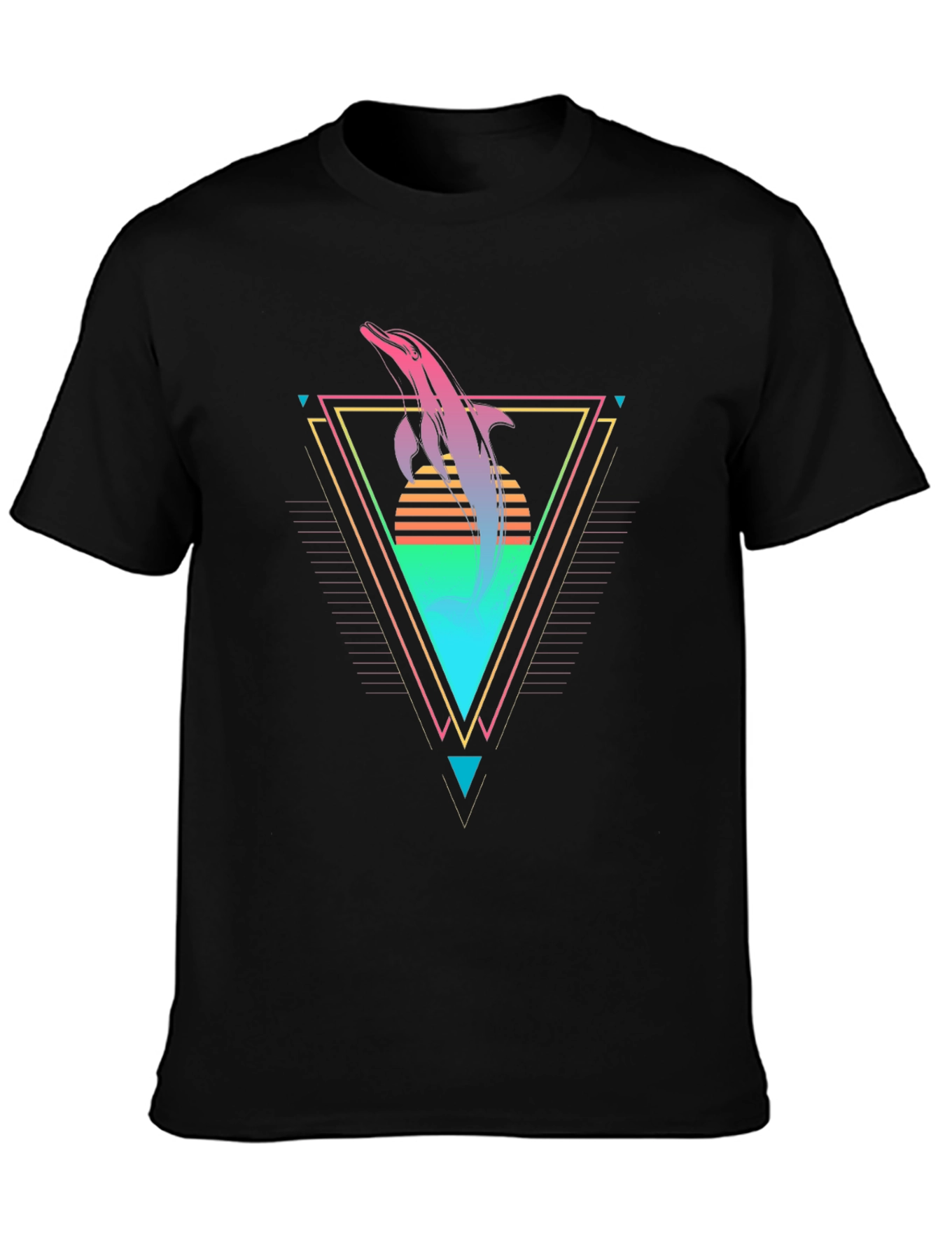 Retro Dolphin Graphic Tee - Black T-Shirt