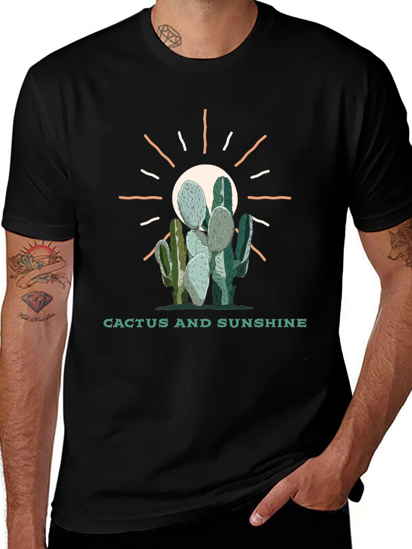 Cactus and Sunshine Black Graphic Tee
