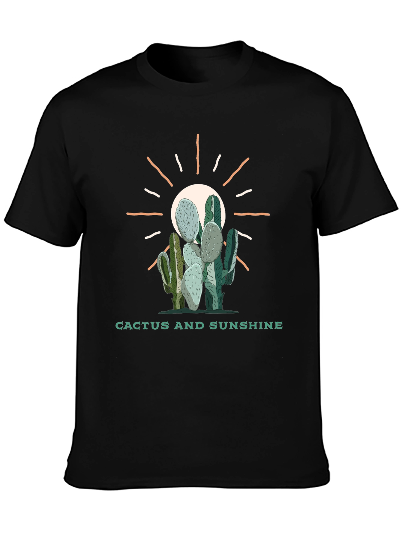 Cactus and Sunshine Black Graphic Tee