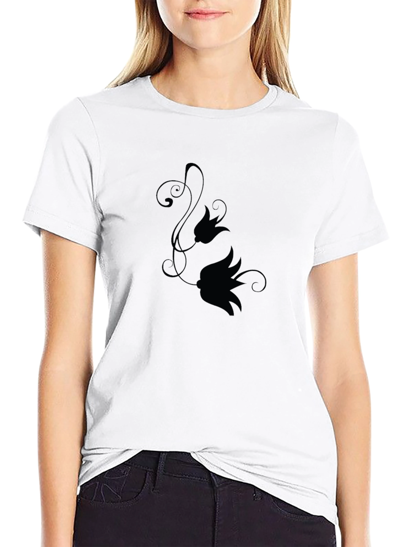 Elegant Black Floral Graphic T-Shirt
