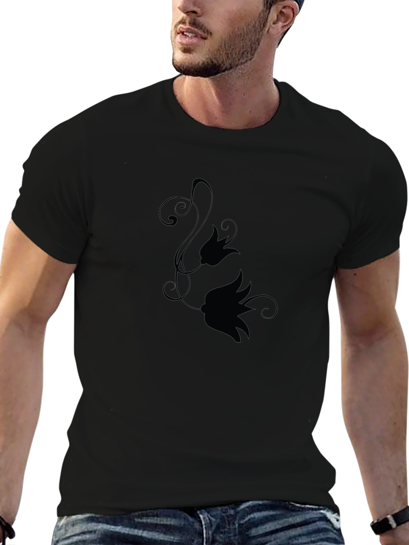 Elegant Black Floral Graphic T-Shirt