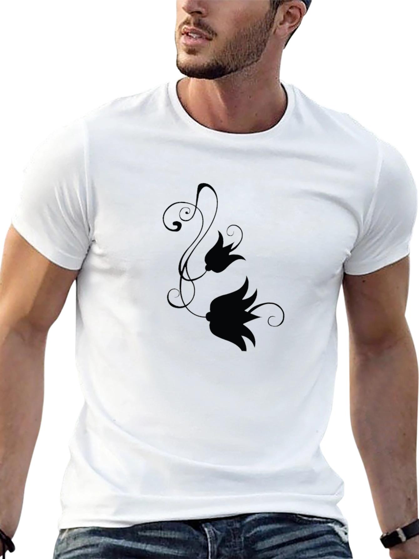 Elegant Black Floral Graphic T-Shirt