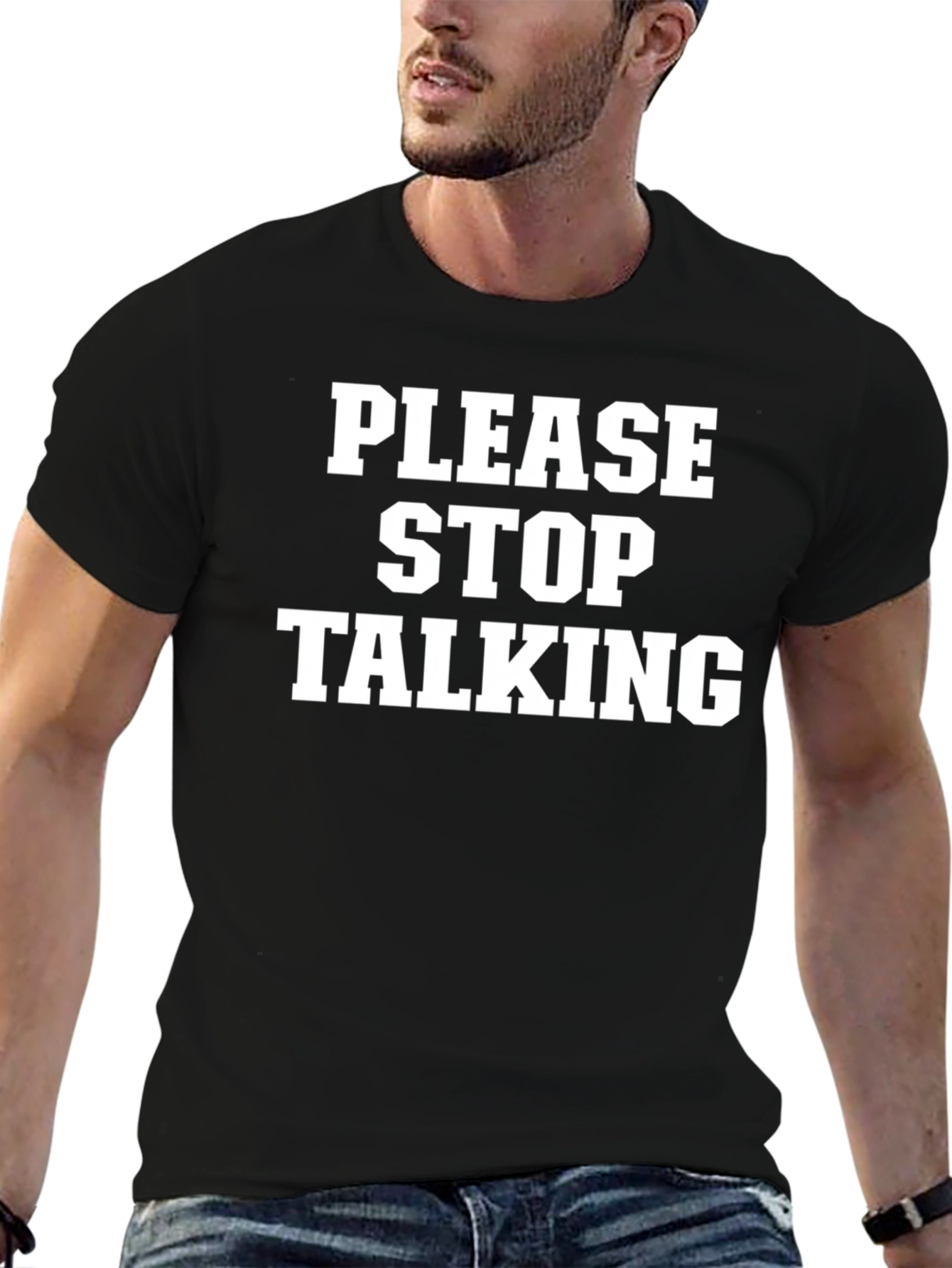 Please Stop Talking Graphic Tee - Black