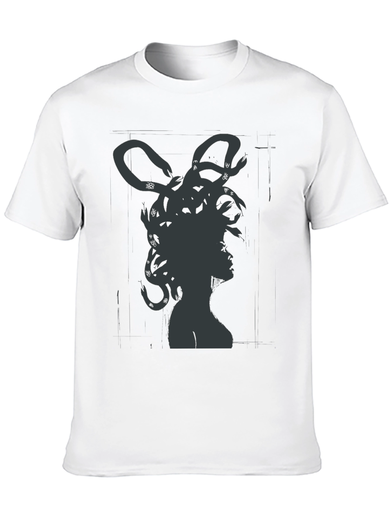 Medusa Graphic Tee - Mythical Snake Hair Black T-Shirt