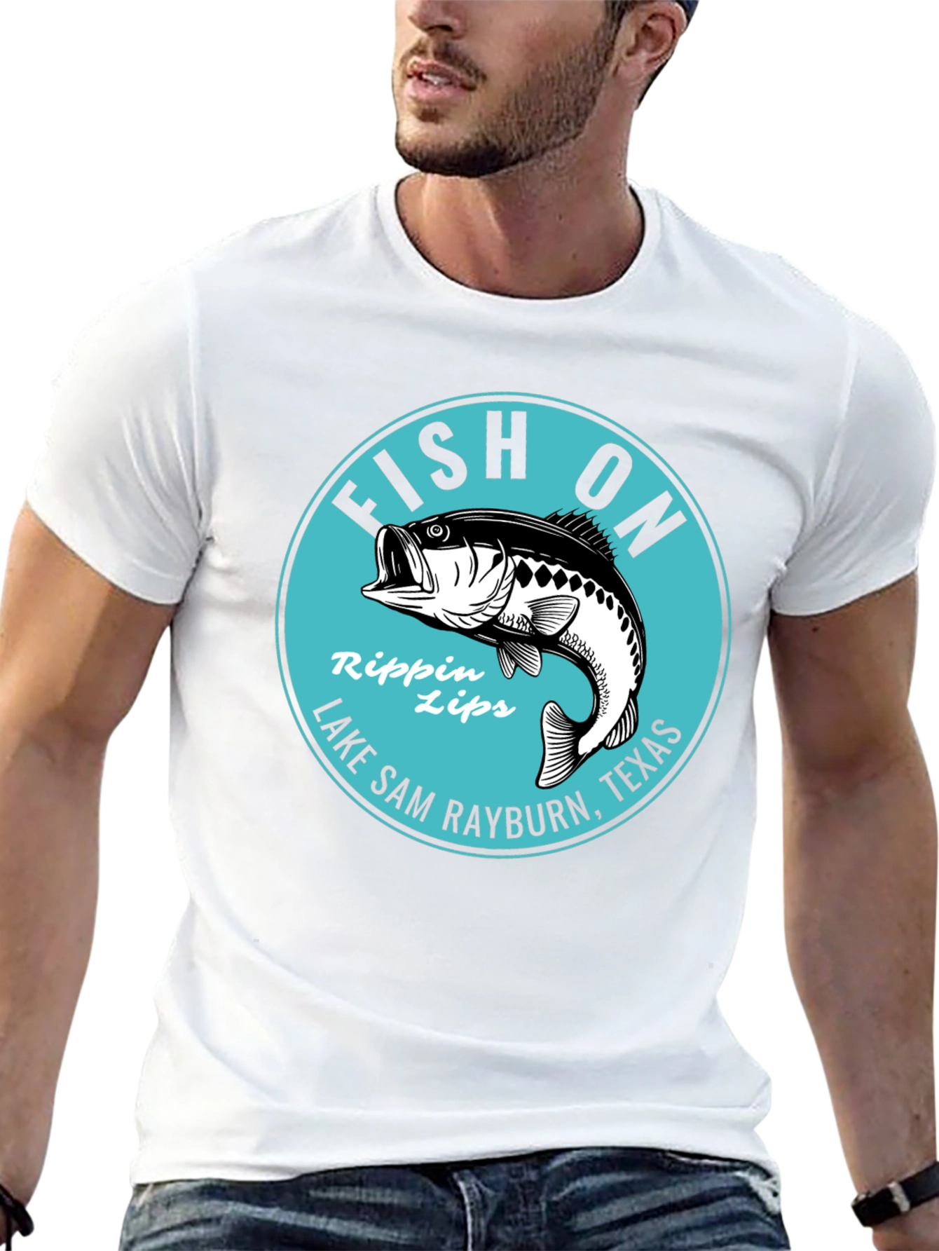 Fish On Rippin Lips Bass Fishing Graphic T-Shirt