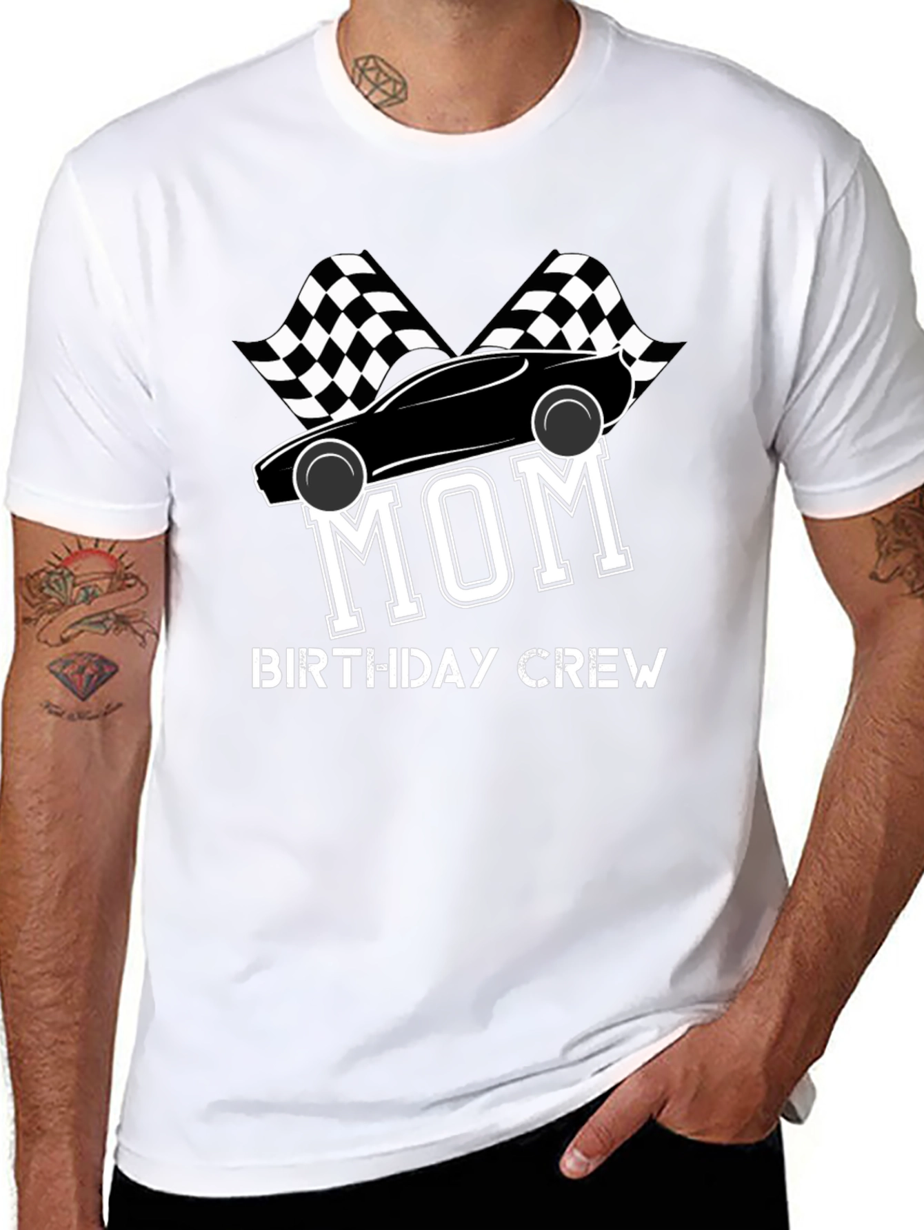 Mom Birthday Crew T-Shirt - Racing Car Design