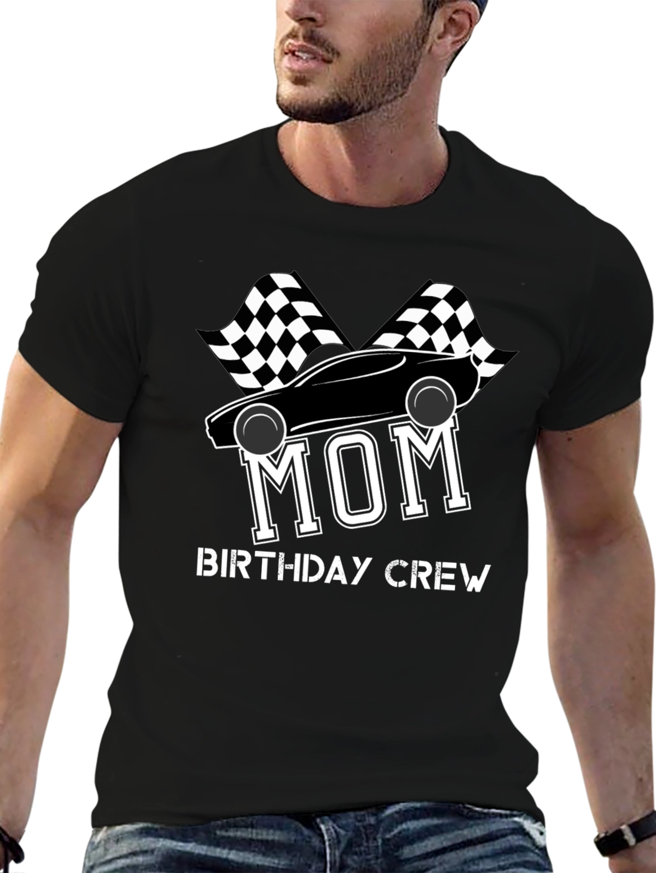 Mom Birthday Crew T-Shirt - Racing Car Design