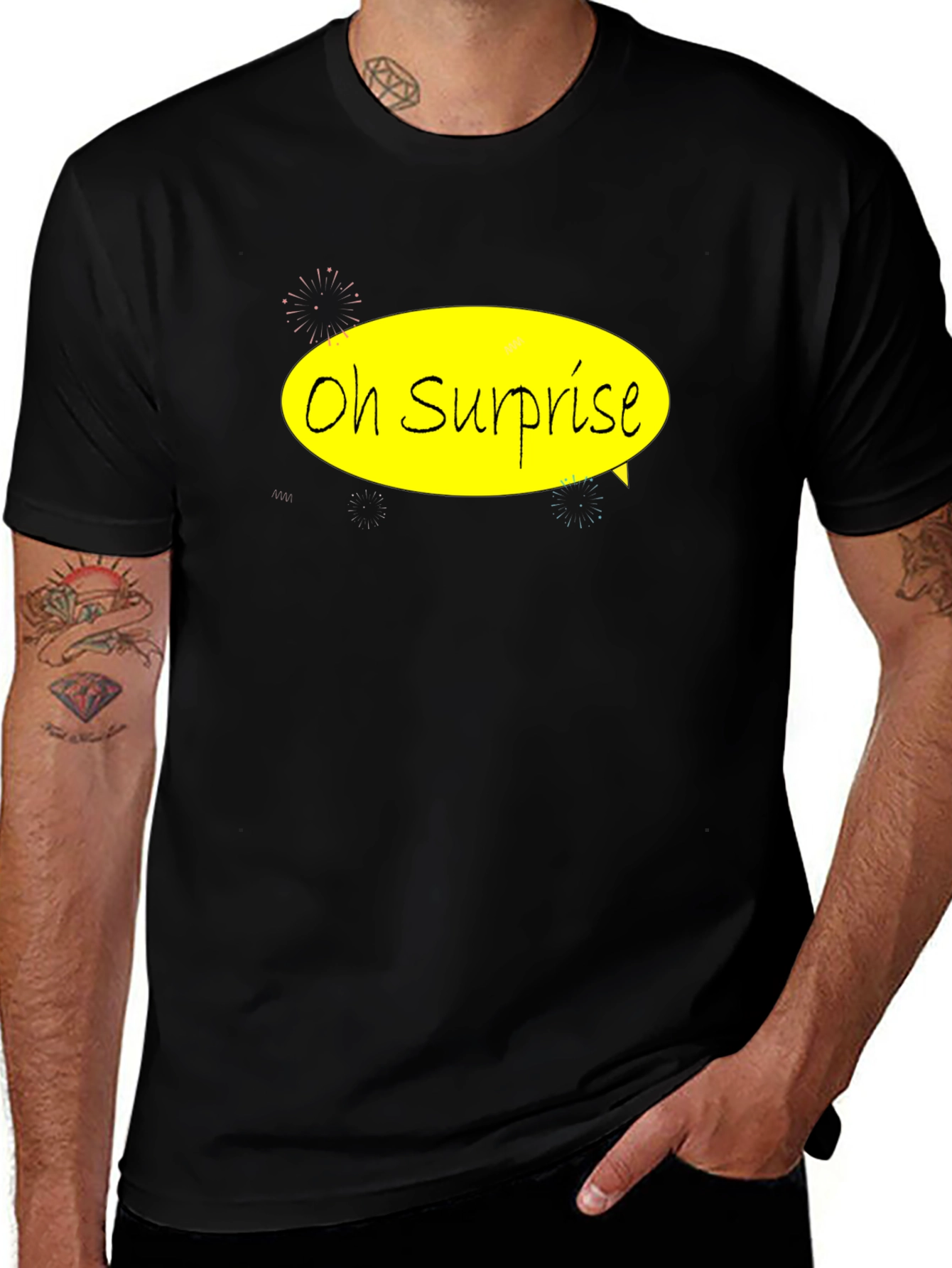 Oh Surprise Black Graphic Tee