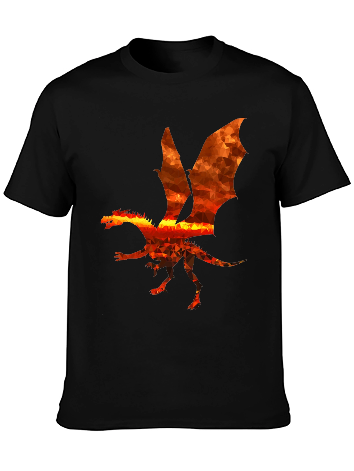 Geometric Dragon Graphic Black T-Shirt